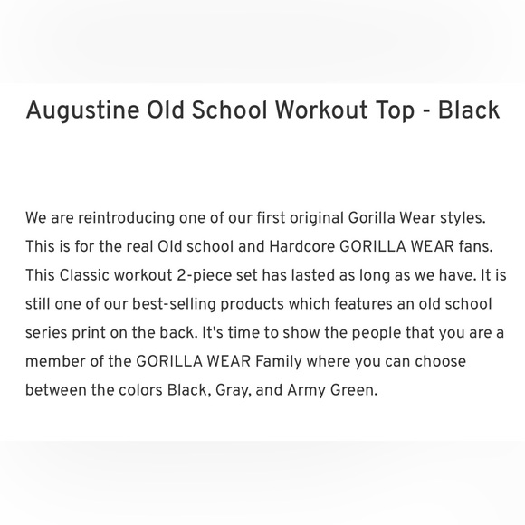 GORILLA WEAR AUGUSTINE OLD SCHOOL WORKOUT TOP - Picture 6 of 6